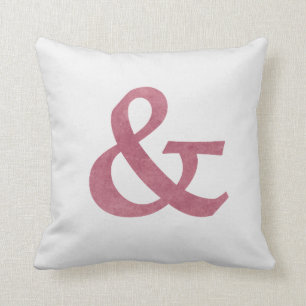 Moderne maroon, getextureerd ampersand en symbool kussen