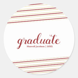 Moderne maroon & Gold Afstuderen aangepaste sticke Ronde Sticker
