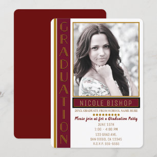 Moderne Maroon Goud Afstudeerfeest Geslaagd Foto Kaart