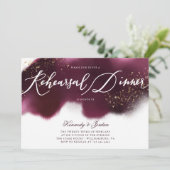 Moderne Maroon Gouden Glitter Oefendiner Kaart (Staand voorkant)