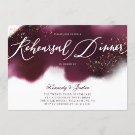 Moderne Maroon Gouden Glitter Oefendiner Kaart