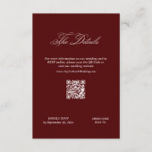 Moderne Maroon Huwelijksdetails Qr Code Informatiekaartje (Voorkant)