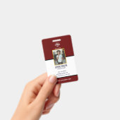 Moderne Maroon ID Kaart met Foto & Logo Badge (Handheld)