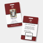 Moderne Maroon ID Kaart met Foto & Logo Badge (Voor- en achterkant)
