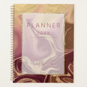 Moderne maroon Mauve & Gold Abstract Planner