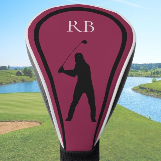 Moderne Maroon Monogram Golf Headcover Voor Heren