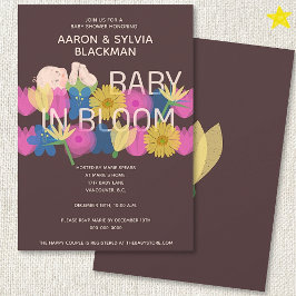 Moderne Maroon Riso Print Bloemige Baby Shower Kaart