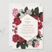 Moderne Maroon rustieke Floral Fall bruiloft Kaart (Voorkant)