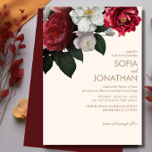 Moderne Maroon rustieke Floral Fall bruiloft Kaart