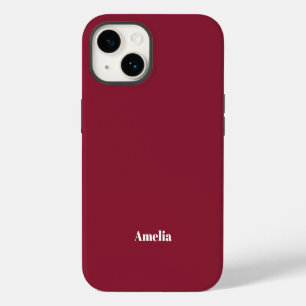 moderne maroon witte script Gepersonaliseerde naam iPhone 14 Hoesje