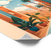 Moderne  Marrakech Marokko Flat Vector Art Poster (Hoek)