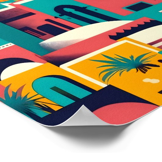 Moderne Marrakech Marokko Flat Vector Art Poster (Hoek)