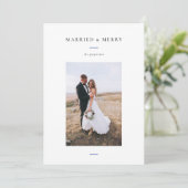 Moderne Married & Merry Foto Feestdagenkaart (Staand voorkant)