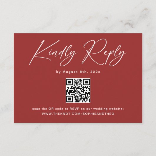 Moderne Marroon bruiloft RSVP Informatiekaartje (Voorkant)