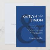 Moderne Marseille bleu bruiloft Kaart (Voorkant / Achterkant)