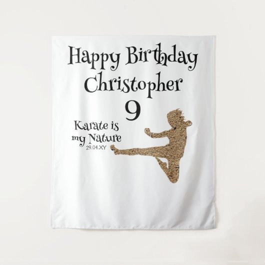 Moderne Martial Arts Karate Kids Verjaardag Achter Wandkleed (Voorkant)