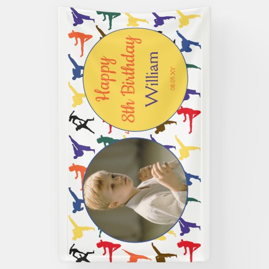 Moderne Martial Arts Karate Kids Verjaardagsbanner Spandoek (Verticaal)