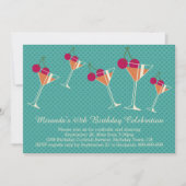 Moderne Martini Cocktail 40th Birthday Party Kaart (Voorkant)