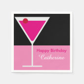 Moderne Martini Cocktail Roze Zwart Custom Verjaar Servetten (Voorkant)