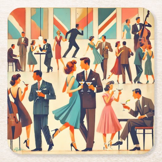 Moderne Martini's uit het midden van de eeuw bij d Kartonnen Onderzetters (Voorkant)