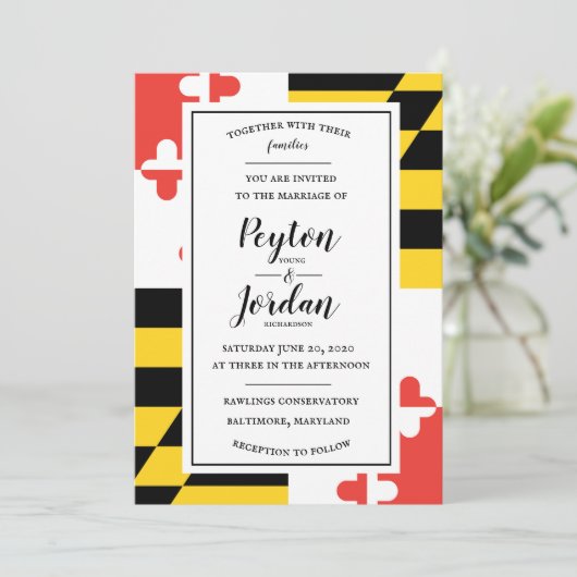 Moderne Maryland Vlag Trouw Uitnodiging (Staand voorkant)