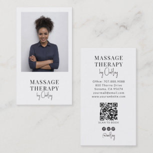 Moderne Massage Foto QR Code Therapeut Lichtgrijs Visitekaartje
