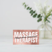 Moderne Massage Therapeut Roos Gouden Glitter Spar Visitekaartje (Staand voorkant)