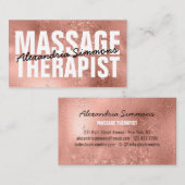 Moderne Massage Therapeut Roos Gouden Glitter Spar Visitekaartje (Voorkant / Achterkant)
