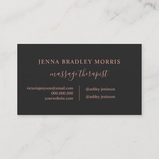 Moderne massage therapeutisch script roos gouden f visitekaartje (Achterkant)