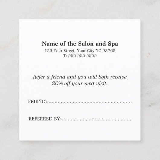 Moderne massage Therapist foto Referral (Achterkant)