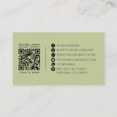 Moderne Massagetherapeut Foto QR Code Sagegroen Visitekaartje (Achterkant)