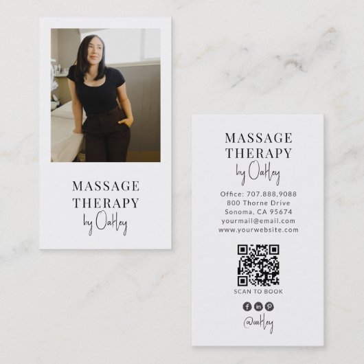 Moderne Massagetherapeut Foto QR-code Visitekaartje (Voorkant / Achterkant)