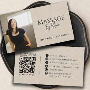 Moderne Massagetherapeut Foto QR-code Visitekaartje