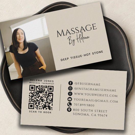 Moderne Massagetherapeut Foto QR-code Visitekaartje
