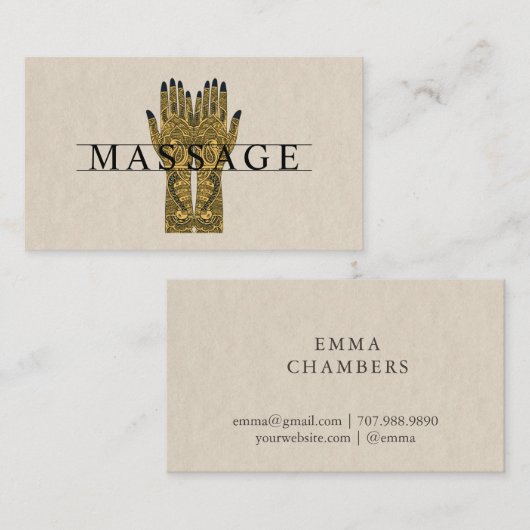 Moderne massagetherapeut Henna Hands Visitekaartje (Voorkant / Achterkant)