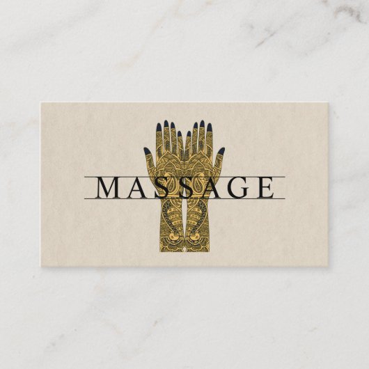 Moderne massagetherapeut Henna Hands Visitekaartje (Voorkant)