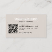 Moderne massagetherapeut QR-code beige Visitekaartje (Achterkant)
