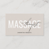 Moderne massagetherapeut QR-code beige Visitekaartje (Voorkant)