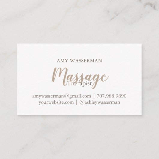 Moderne massagetherapeut Script Blush Roze Visitekaartje (Achterkant)