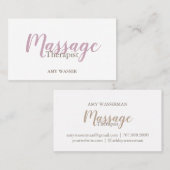 Moderne massagetherapeut Script Blush Roze Visitekaartje (Voorkant / Achterkant)