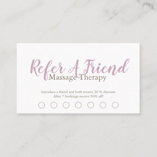Moderne massagetherapeut Script Roze  Klantenkaartje (Voorkant)