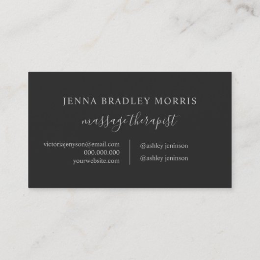 Moderne massagetherapeut script zilveren folie visitekaartje (Achterkant)