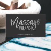 Moderne massagetherapeut script zilveren folie visitekaartje