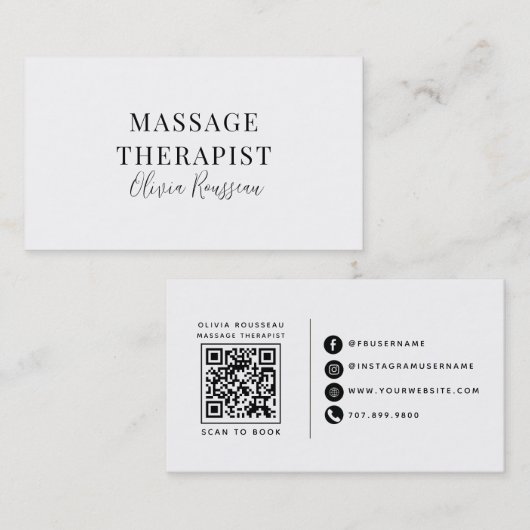 Moderne massagetherapeut visitekaartje (Voorkant / Achterkant)