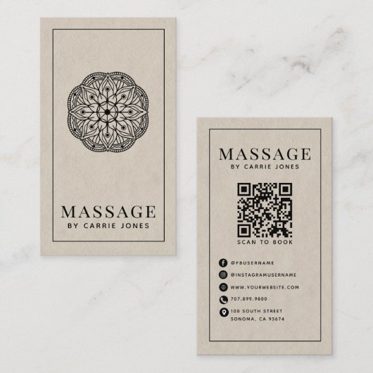 Moderne massagetherapeut visitekaartje (Voorkant / Achterkant)