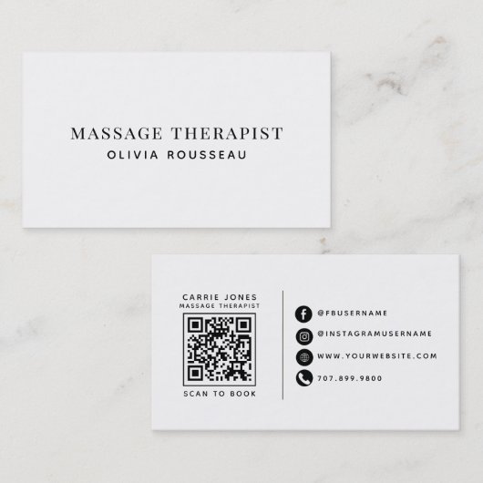 Moderne Massagetherapeut Visitekaartje (Voorkant / Achterkant)