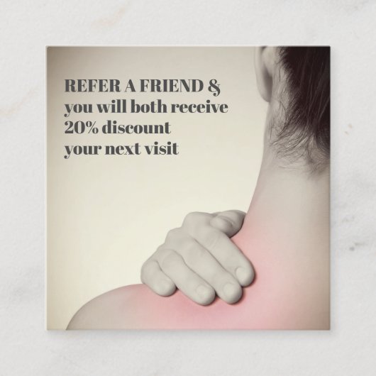 Moderne massagetherapie met legant aanbevelingskaartje (Voorkant)