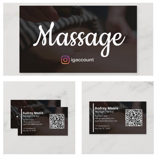 Moderne massagetherapie QR-code Visitekaartje