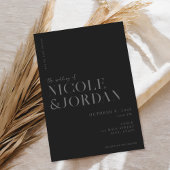 Moderne mat zwart eenvoudige chique bruiloft kaart