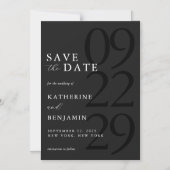 Moderne Mat Zwart Minimale bruiloft Save the Date Magnetische Uitnodiging (Voorkant)